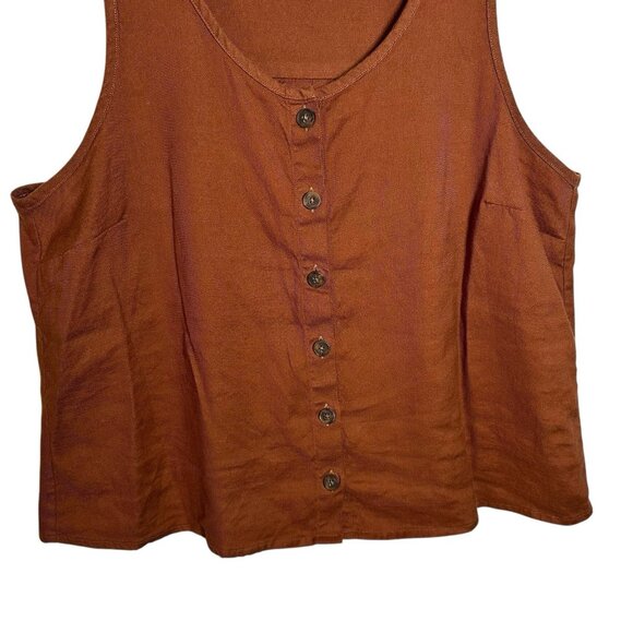 cabi Large Linen Cruise Button Sleeveless Top Shirt Brown Rust Boho Western 6644 - Picture 6 of 11